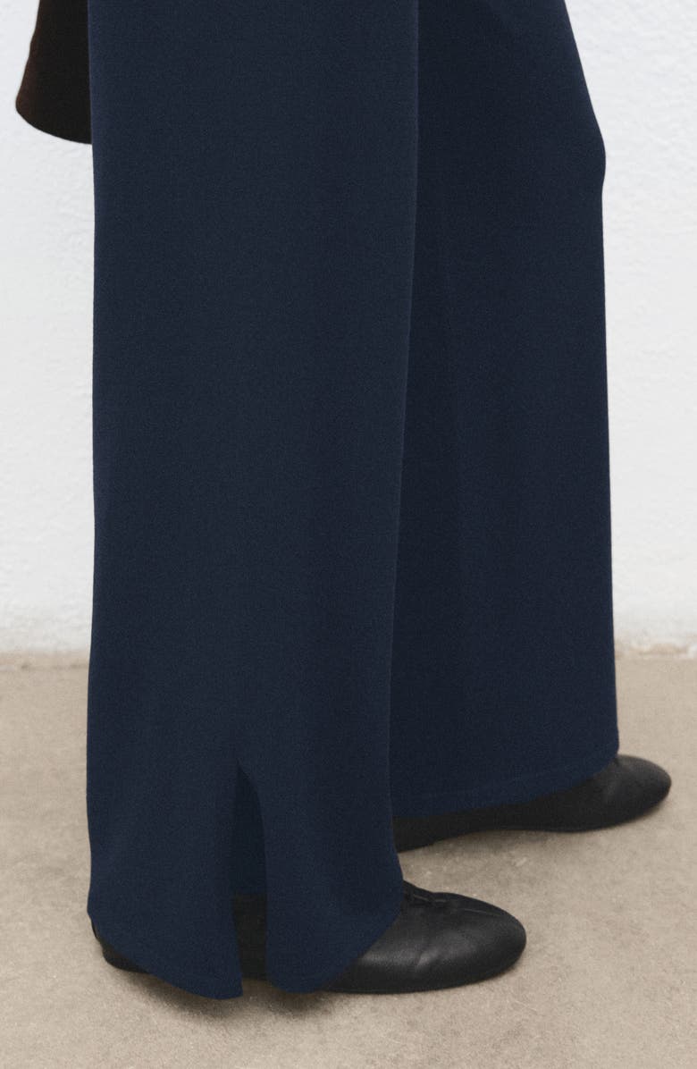 MANGO Split Hem Pull-On Straight Leg Knit Pants, Alternate, color, Dark Navy