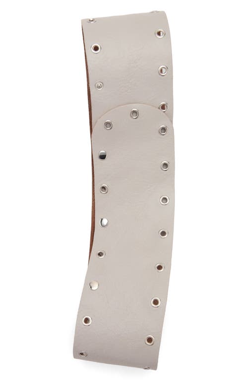 Mango Wide Leather Belt With Eyelets In Gray