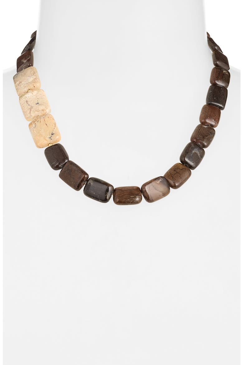 Braze Gemstone Collar Necklace, Alternate, color, BONZITE