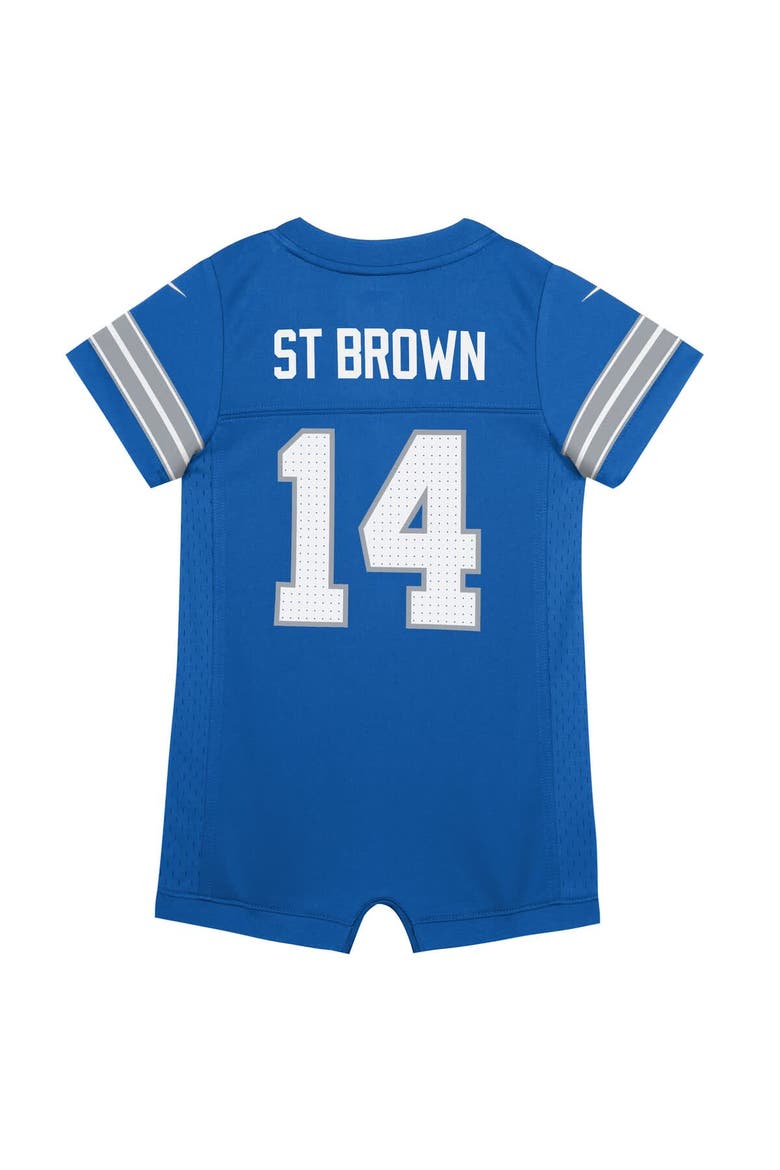 Newborn & Infant Nike Amon-Ra St. Brown Blue Detroit Lions Game Romper Jersey, Alternate, color, Blue