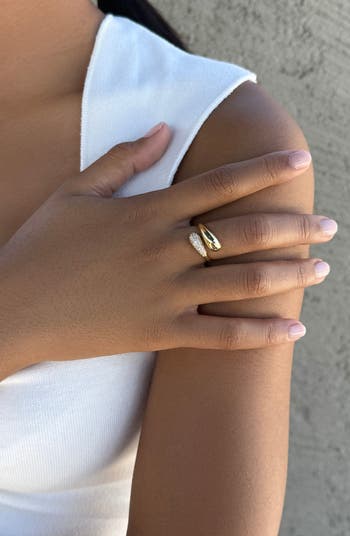 Pavé CZ Bypass Curved Band Ring