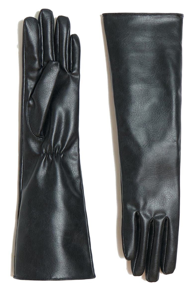 Gwen Faux Leather Gloves, Main, color, NOIR