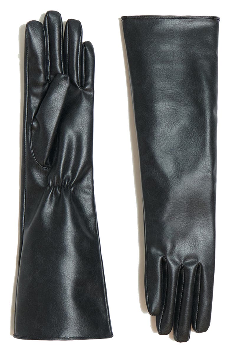 Apparis Gwen Faux Leather Gloves, Main, color, Noir