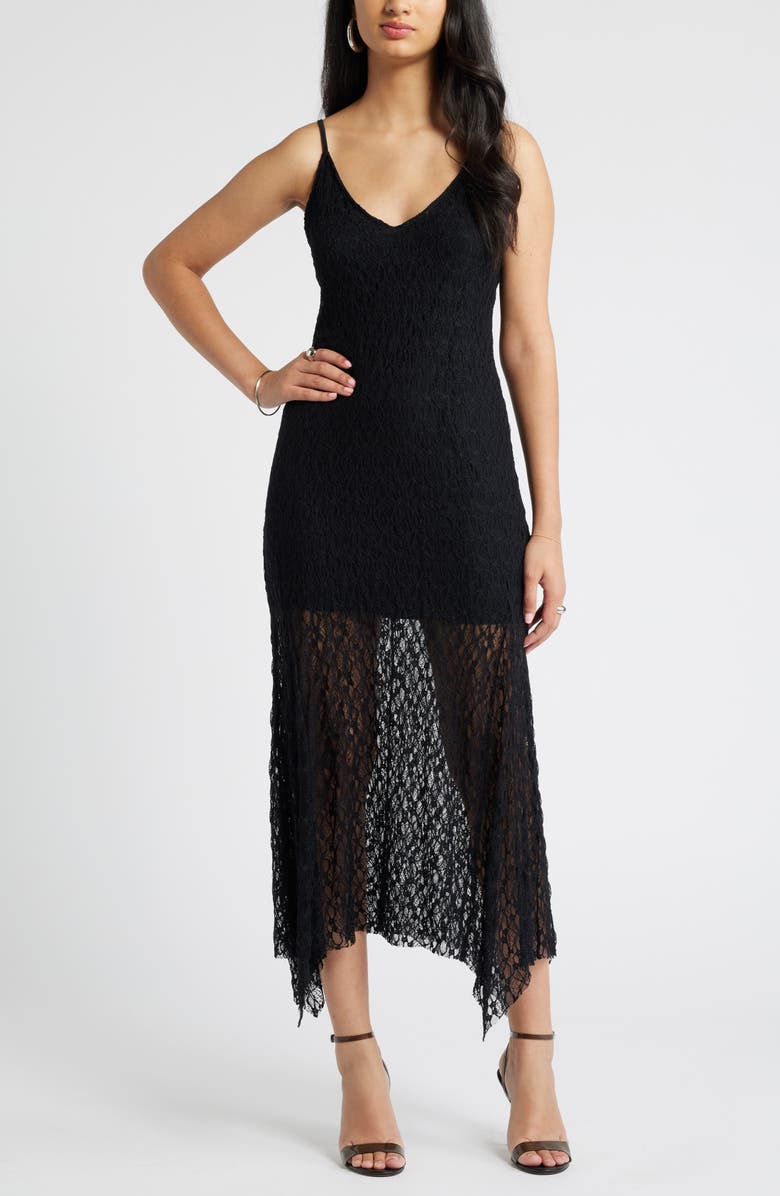Open Edit Lace Midi Dress, Main, color, Black