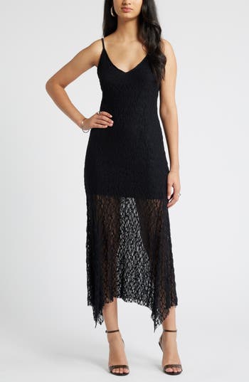 Open Edit Lace Midi Dress In Black