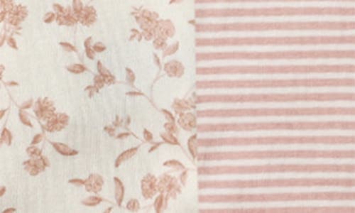 Quincy Mae Floral & Stripe Assorted 2-pack Organic Cotton Jersey Bodysuits In Pink