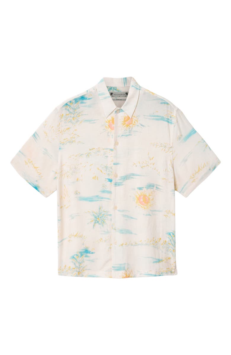 AllSaints Breezer Floral Short Sleeve Button-Up Shirt, Alternate, color, Candy Yellow