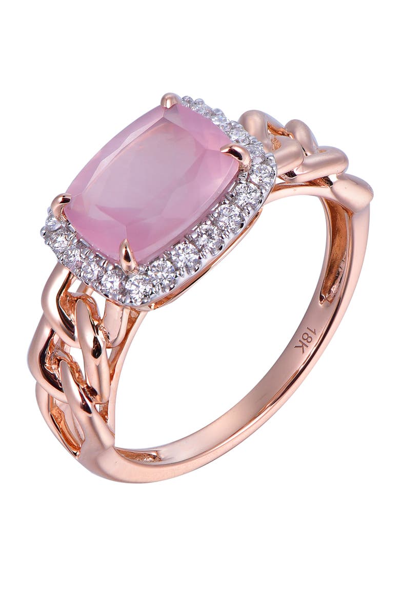 Rose Quartz Ring with Diamonds, Main, color, Pink