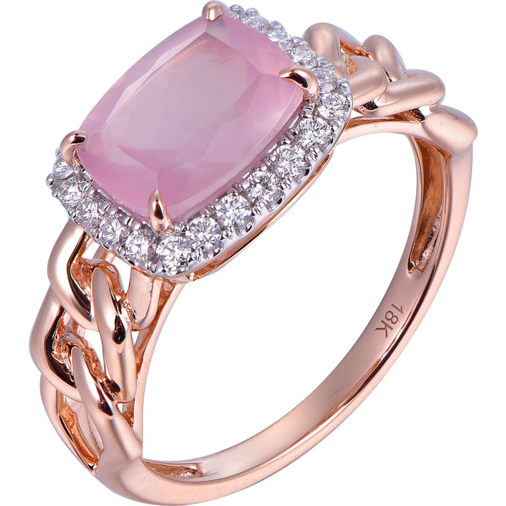 Kahn High Jewelry Rose Quartz Ring With Diamonds In Pink