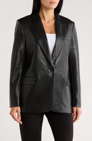 Love Token Alexa Faux Leather Blazer In Black