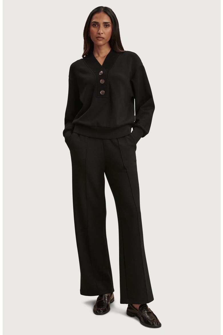 Lucine Half Placket Sweatshirt, Alternate, color, BLACK