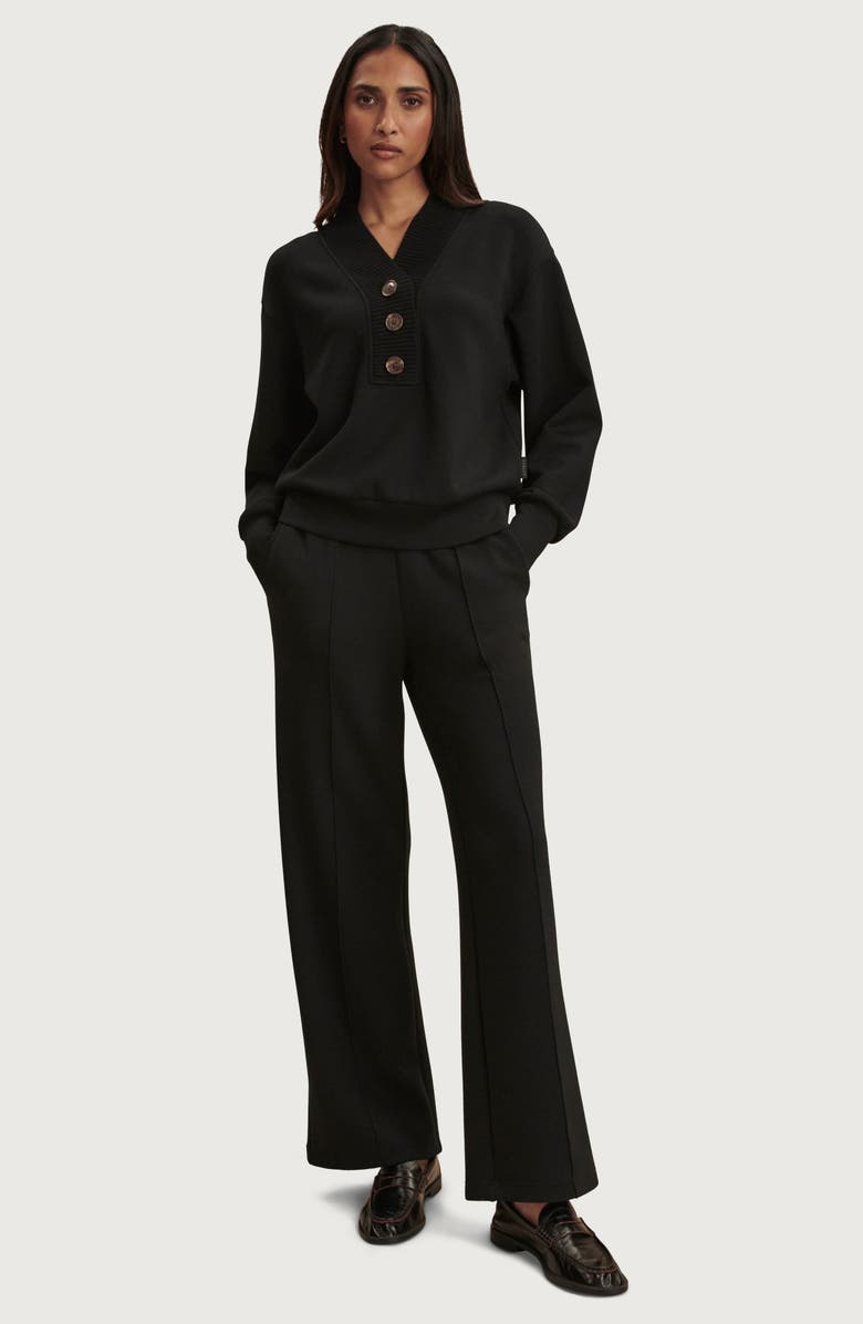 Varley Lucine Half Placket Sweatshirt, Alternate, color, Black