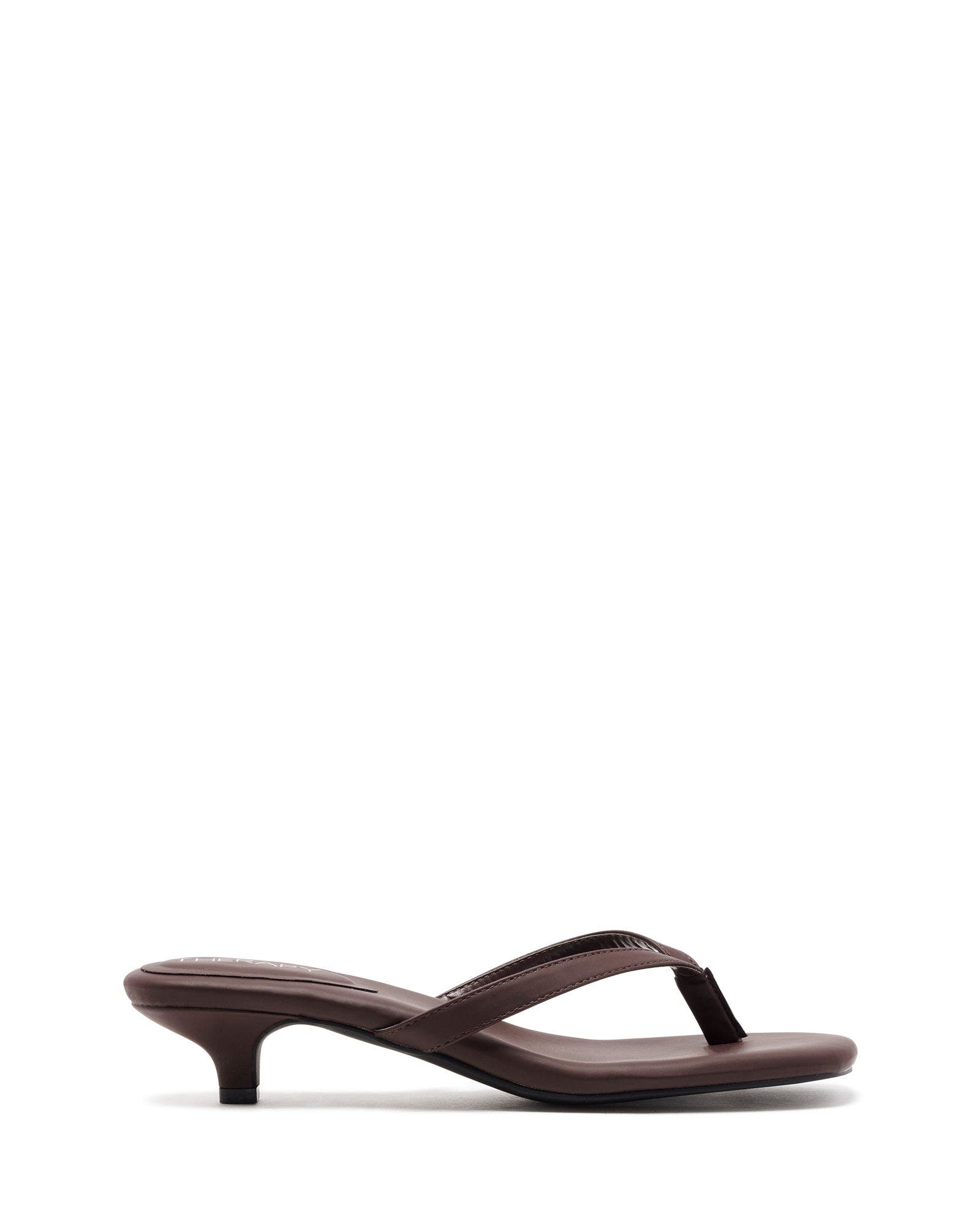 HEATWAVE Square Toe Thong Heel, Alternate, color, Chocolate Smooth Pu