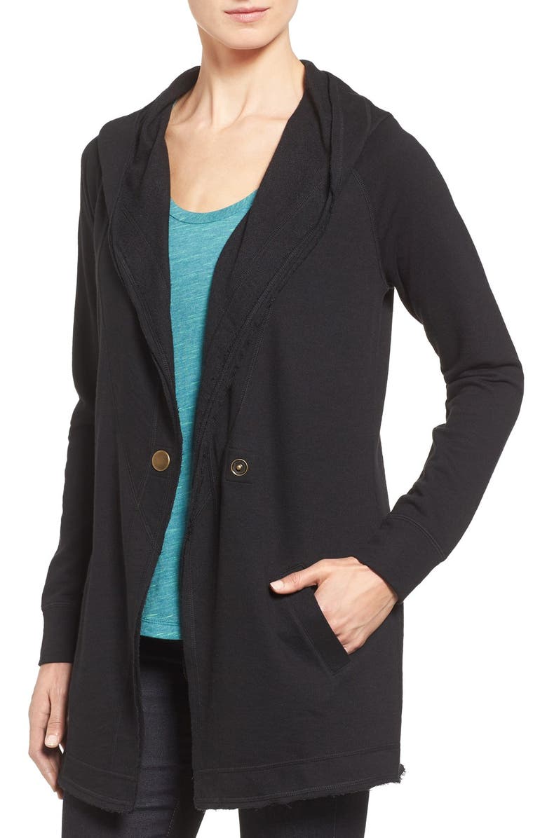 Caslon<sup>®</sup> Raw Edge Hooded Knit Jacket, Alternate, color, 