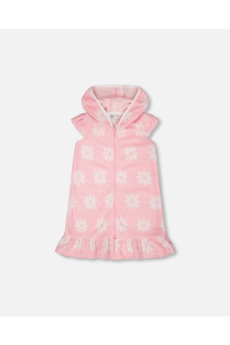 Terry Cloth Beach Hoodie Flowers Dress, Main, color, Pink Printed Flowers