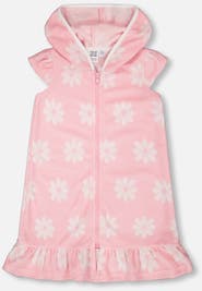 Deux par Deux Terry Cloth Beach Hoodie Flowers Dress