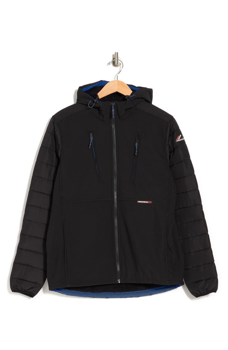 HAWKE & CO HAWKE AND CO Hooded Faux Shearling Lined Softshell Jacket, Alternate, color,