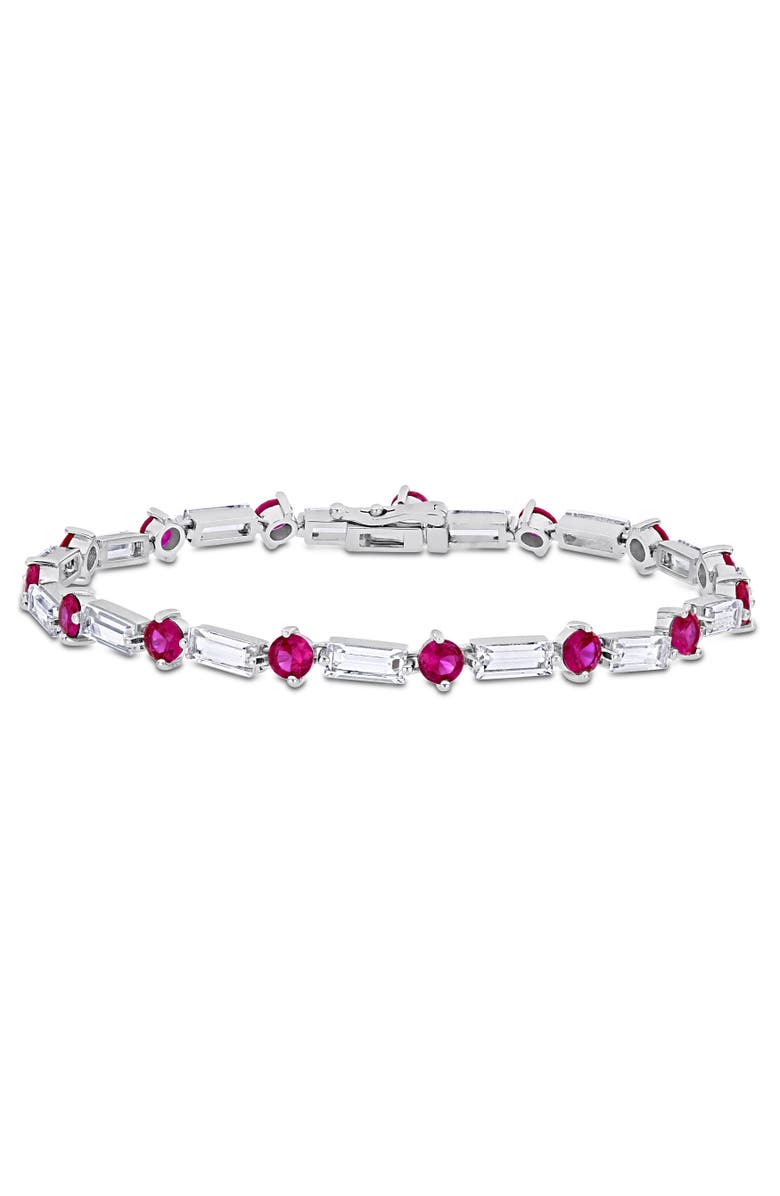 Julianna B. Lab-Created Ruby & White Sapphire Tennis Bracelet, Main, color, Lab-Created Ruby
