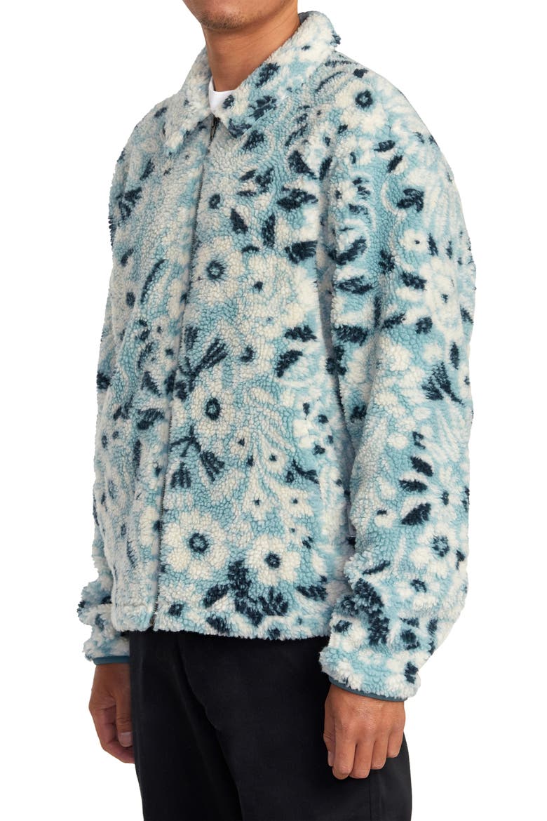 Groove Floral Fleece Jacket, Alternate, color, SPINACH