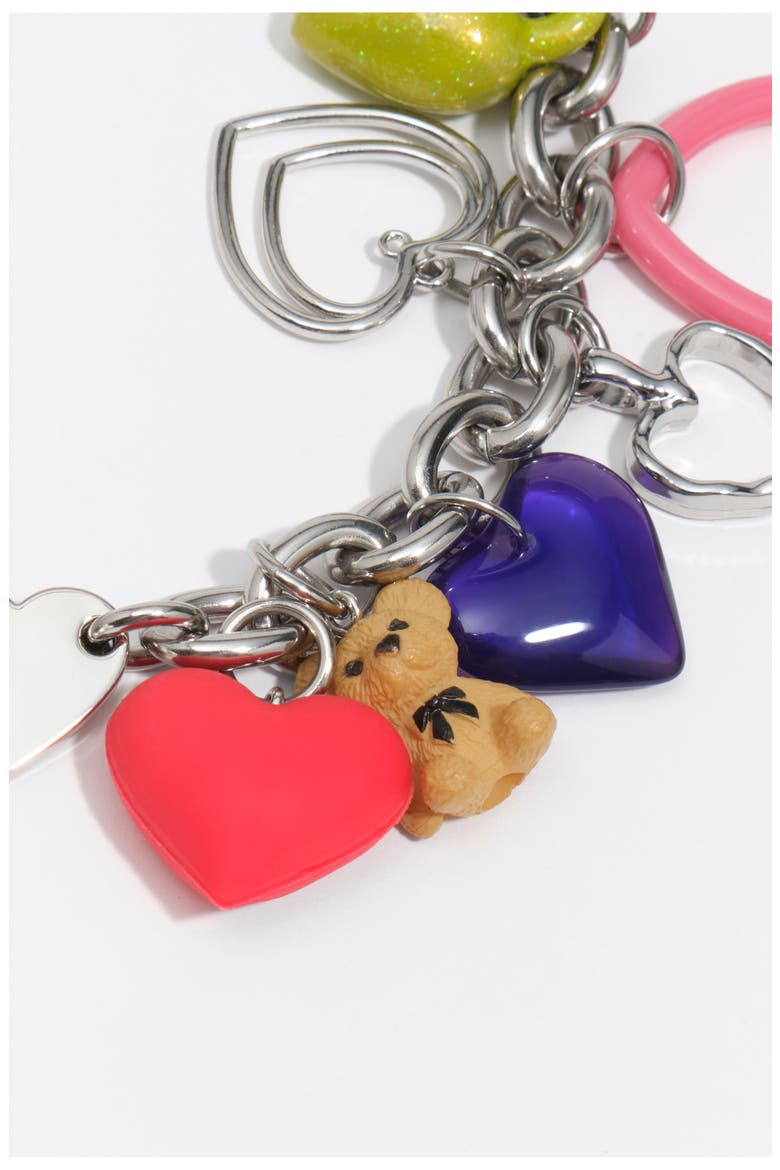 Hearts Multicharm Necklace, Alternate, color, SILVER