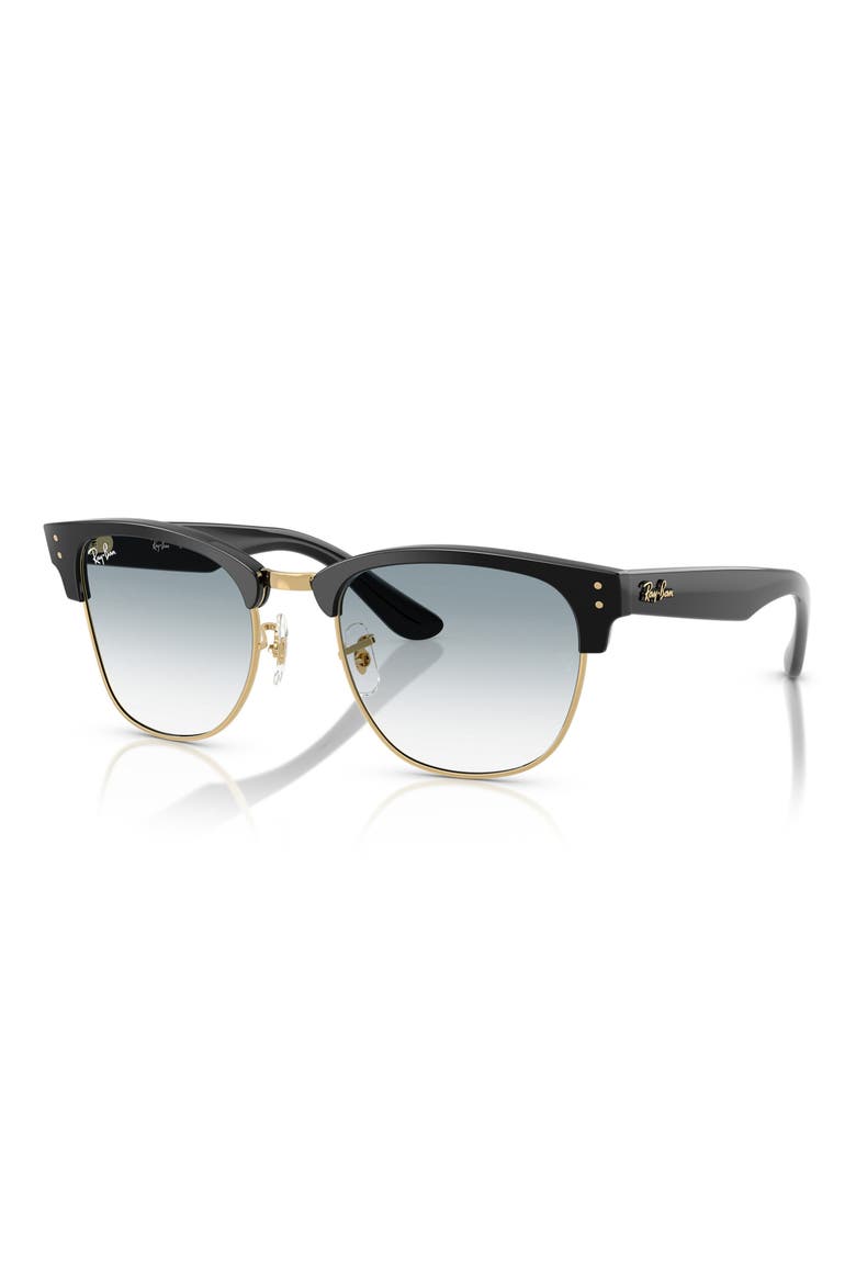 51mm Gradient Square Sunglasses, Alternate, color, BLACK ON GOLD / CLEAR BLUE
