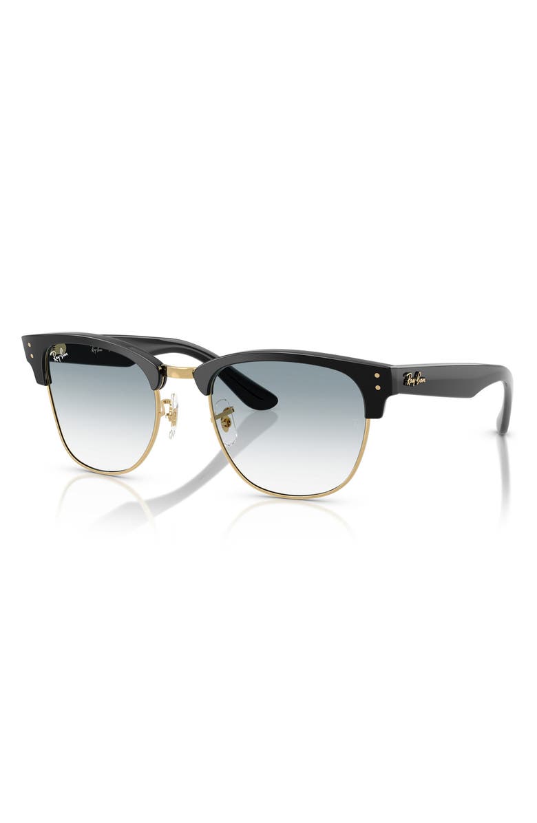 Ray-Ban 51mm Gradient Square Sunglasses, Alternate, color, Black On Gold / Clear Blue