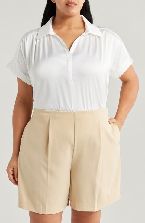Amaya Satin Short Sleeve Shirt (Plus)