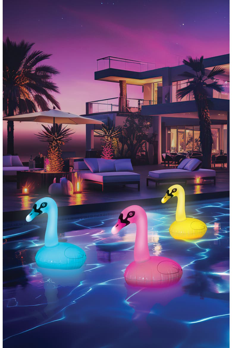 Solar Inflatable LED Swan, Alternate, color, MULTI
