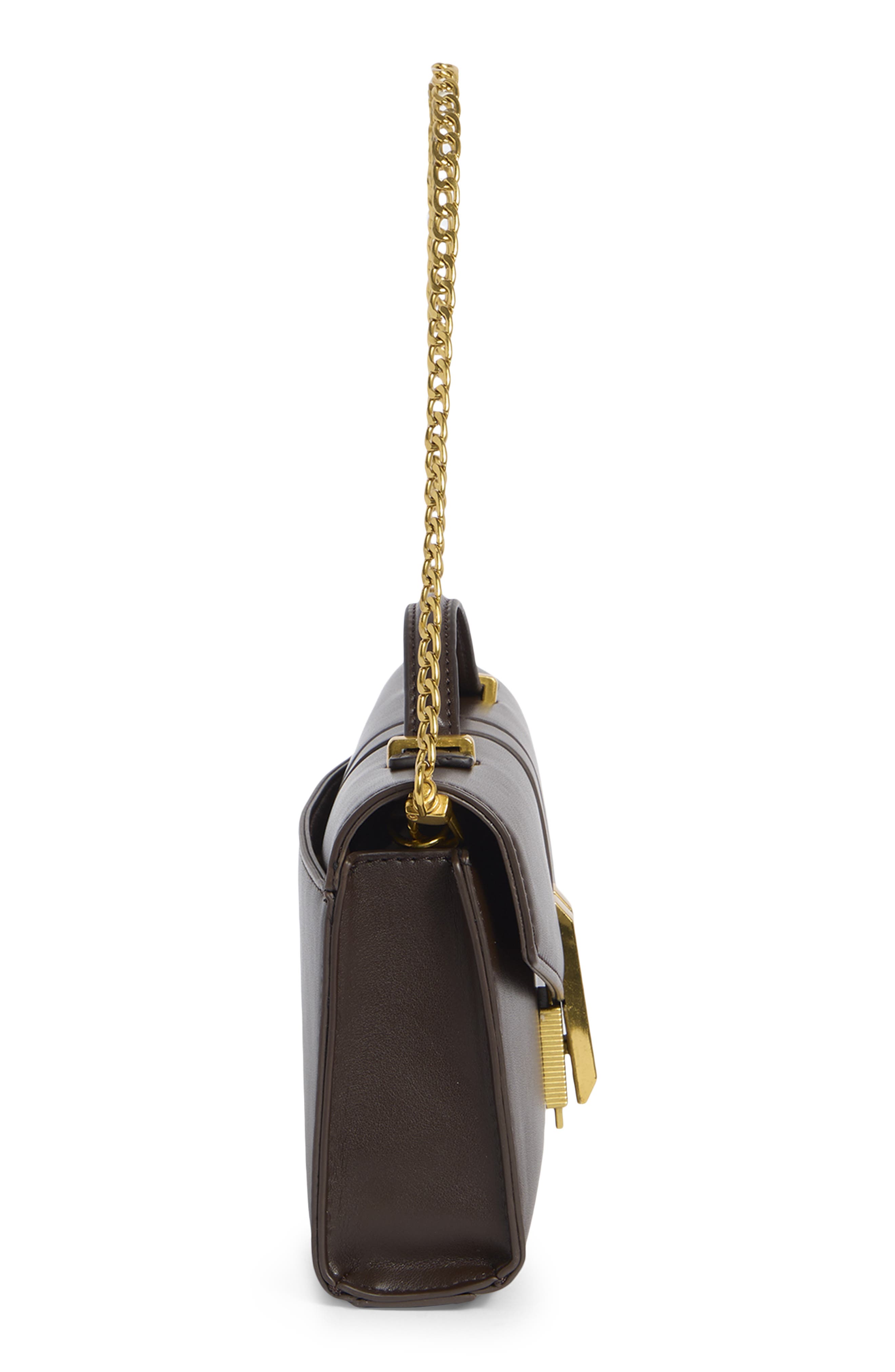 Double Bar Shoulder Clutch, Alternate, color, CHOCOLATE