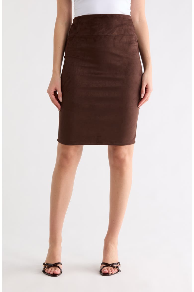 Faux Suede Pencil Skirt, Main, color, CHOCOLATE