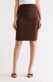Renee C Faux Suede Pencil Skirt