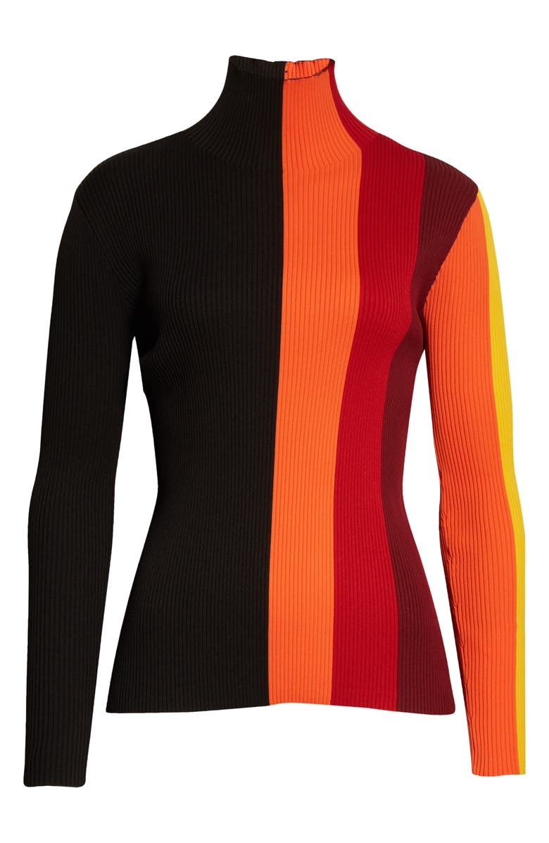 Shushu/Tong Stripe Rib Funnel Neck Top, Alternate, color,