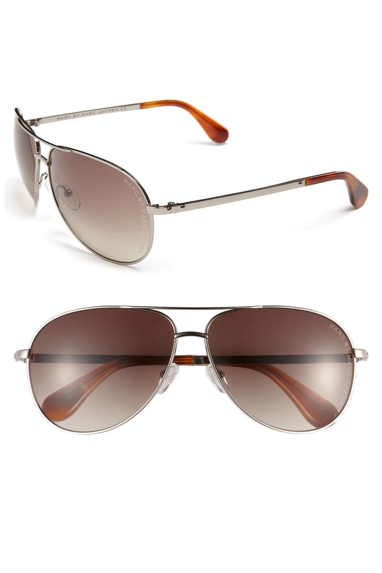 62mm Aviator Sunglasses, Main, color, GUNMETAL
