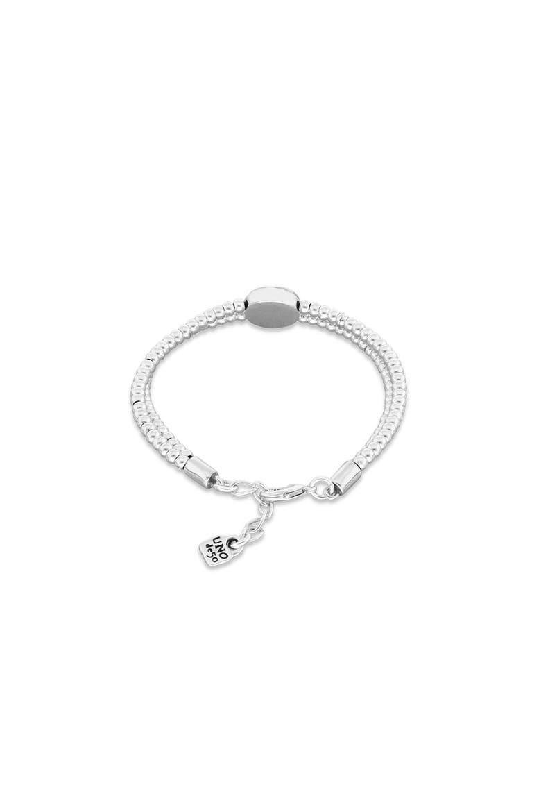 Double Silver-Plated Ball Bracelet with Eye Detail and Green Crystal, Alternate, color, Silver