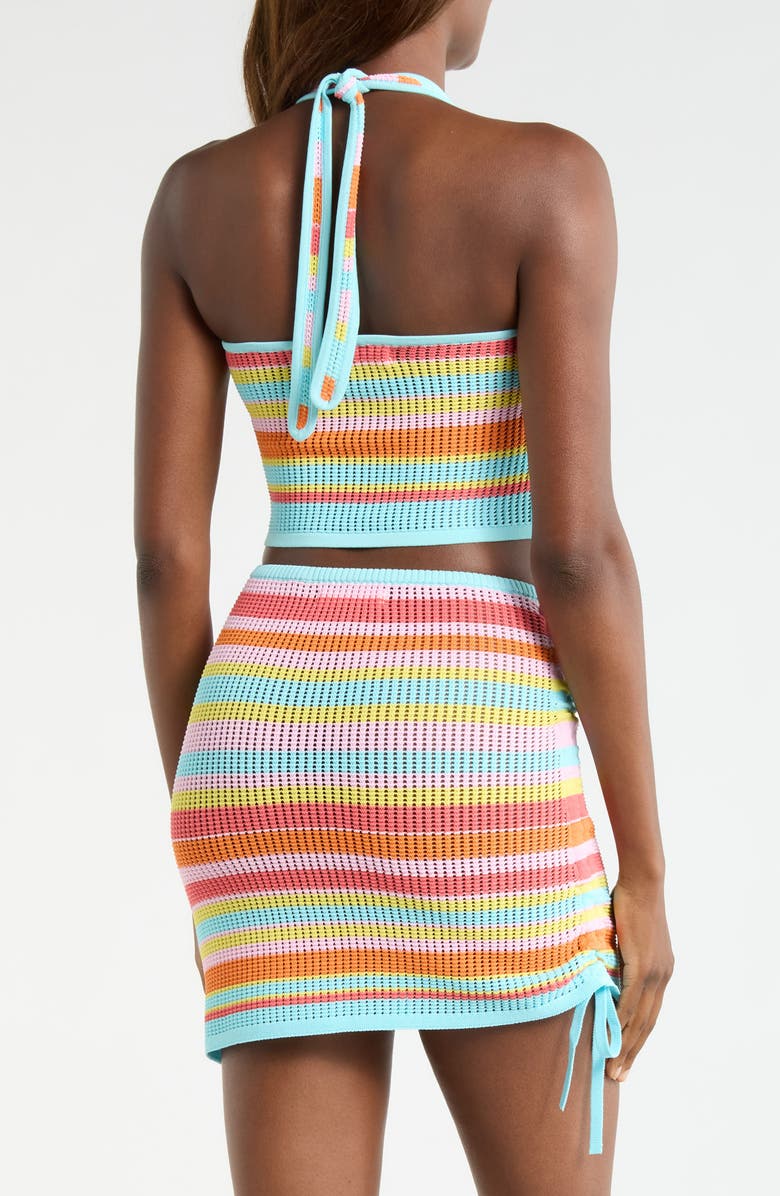 Kulani Kinis Stripe Knit Halter Crop Tank, Alternate, color, Sunset Strip