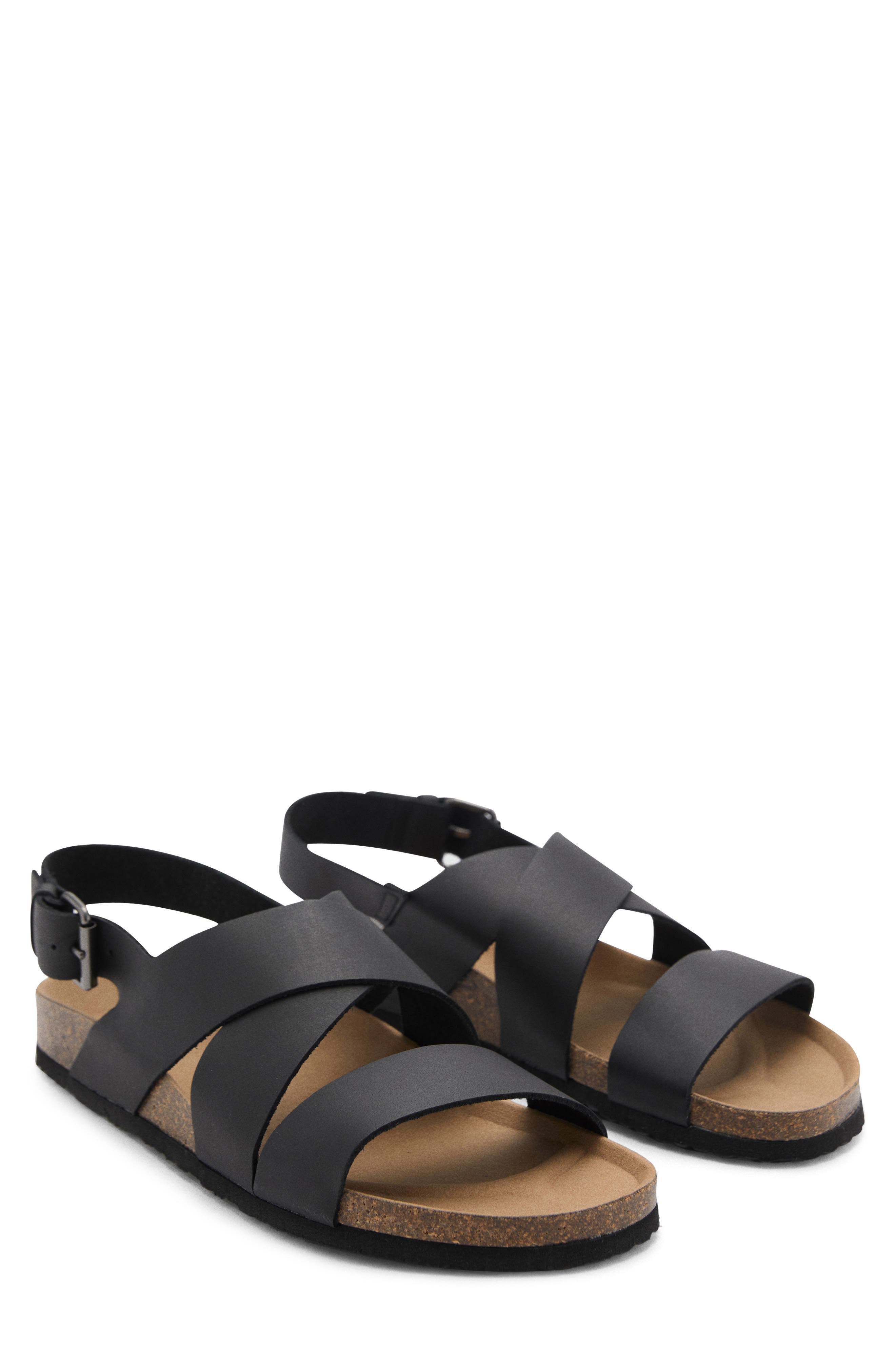 MANGO Crisscross Slingback Sandal, Main, color, Black