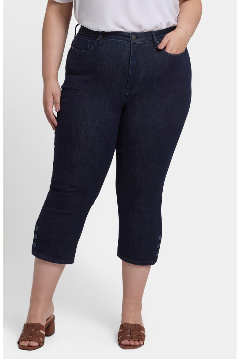 Joni Button Hem High Waist Relaxed Capri Jeans, Main, color, RINSE
