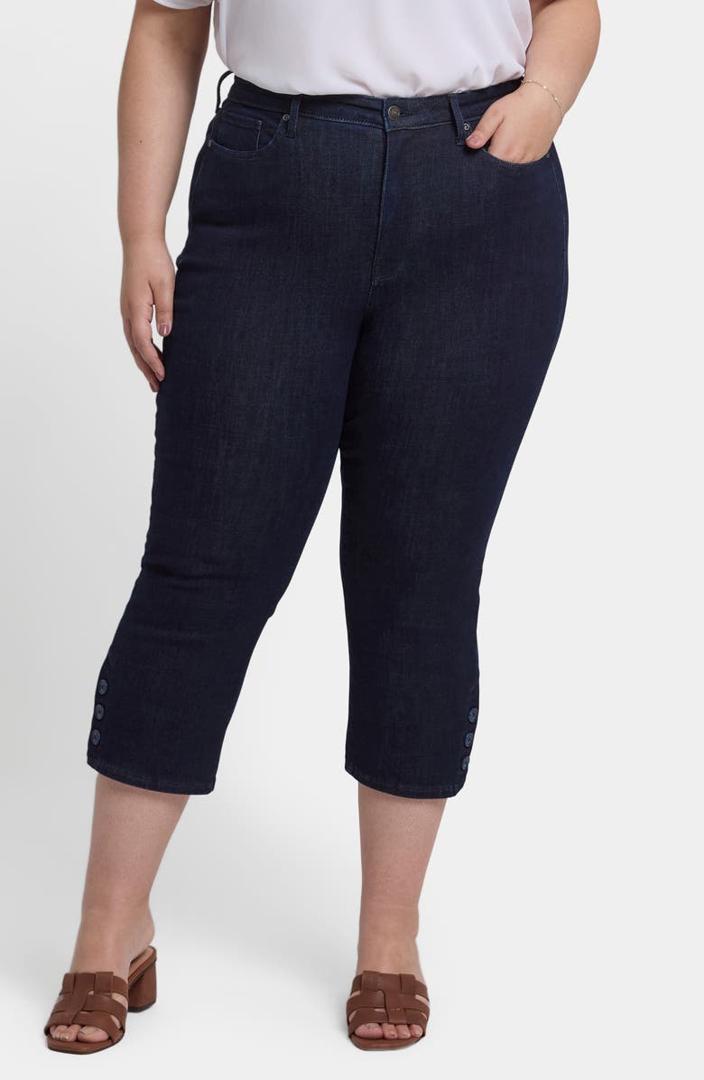 NYDJ Joni Button Hem High Waist Relaxed Capri Jeans, Main, color, Rinse