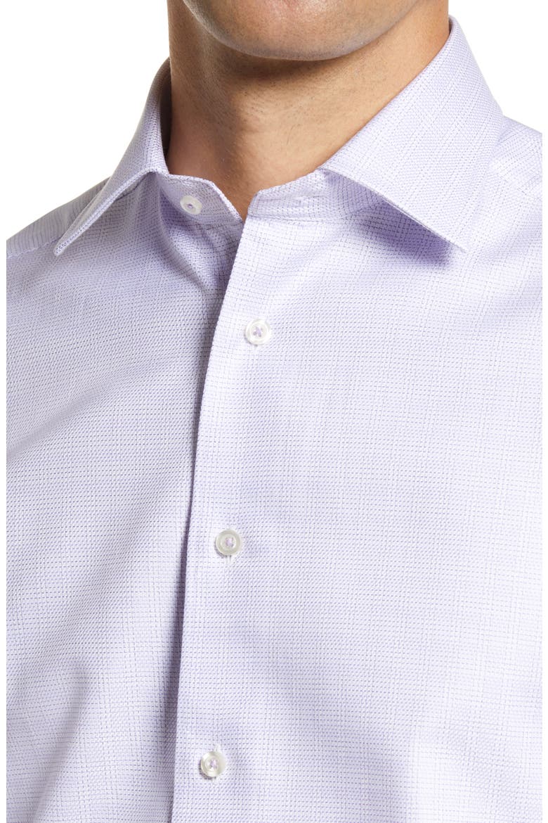 Trim Fit Plaid Dress Shirt, Alternate, color, WHITE/LILAC