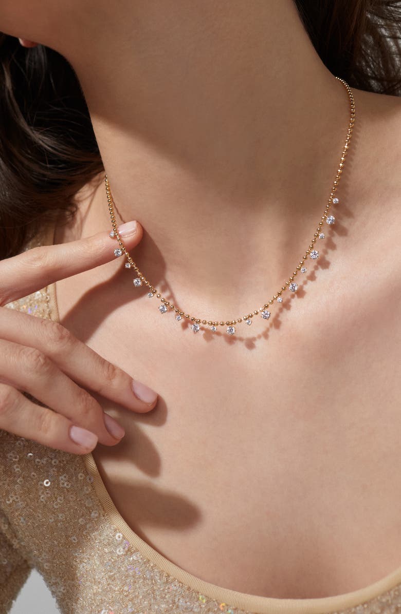 Nadri Twilight Cubic Zirconia Shaky Ball Chain Necklace, Alternate, color, Gold