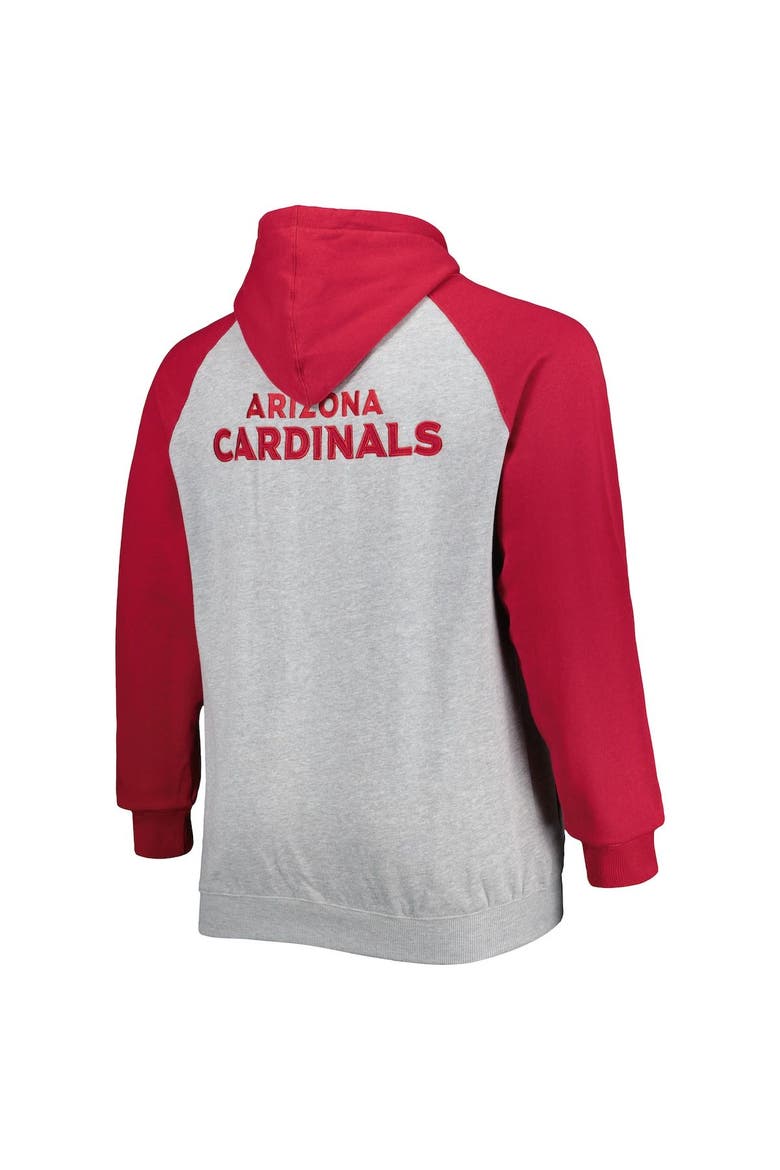 Men's Heather Gray Arizona Cardinals Big & Tall Fleece Raglan Full-Zip Hoodie Jacket, Alternate, color, Heather Gray