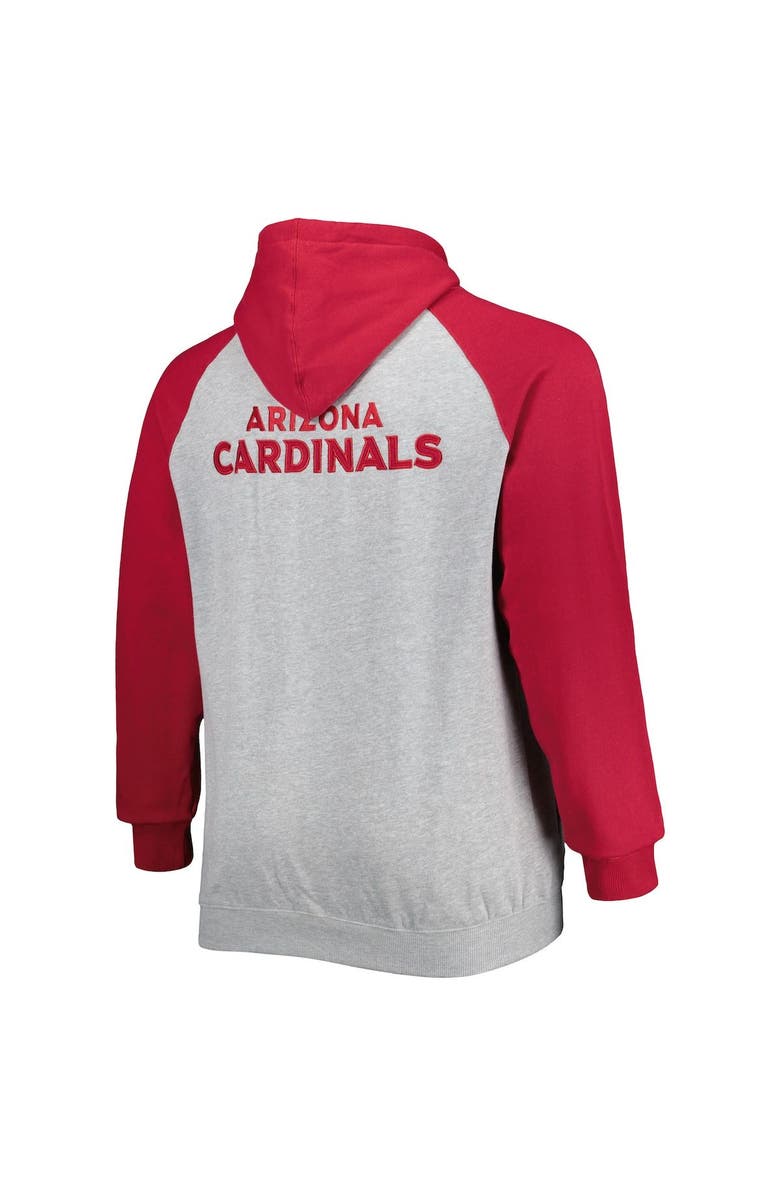 PROFILE Men's Heather Gray Arizona Cardinals Big & Tall Fleece Raglan Full-Zip Hoodie Jacket, Alternate, color, Heather Gray