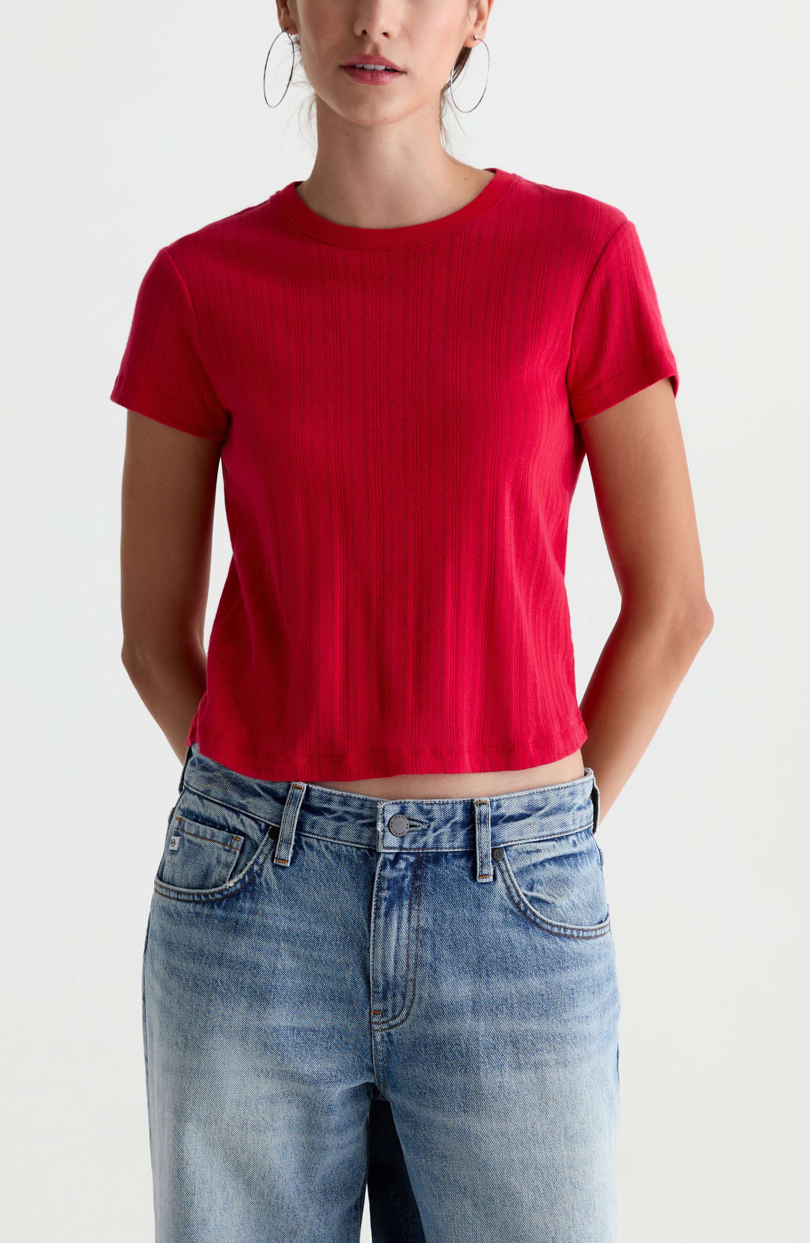 Ag Sadie Crewneck Top In Red