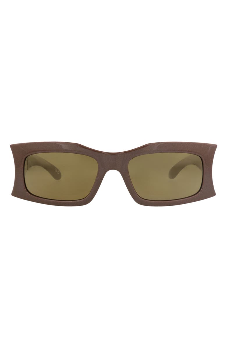 Balenciaga 58mm Rectangular Sunglasses, Main, color, Brown Brown Bronze