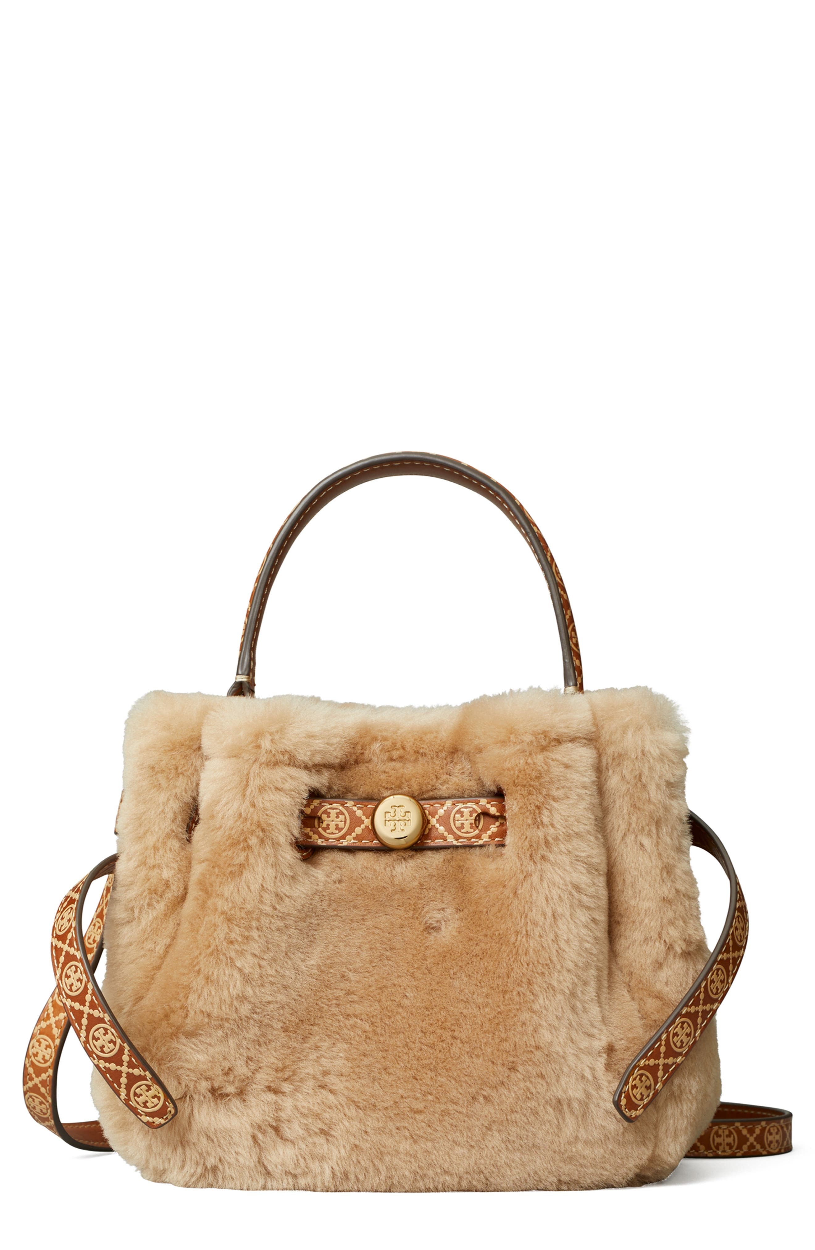 Romy Shearling Mini Bucket Bag, Main, color, TEDDY