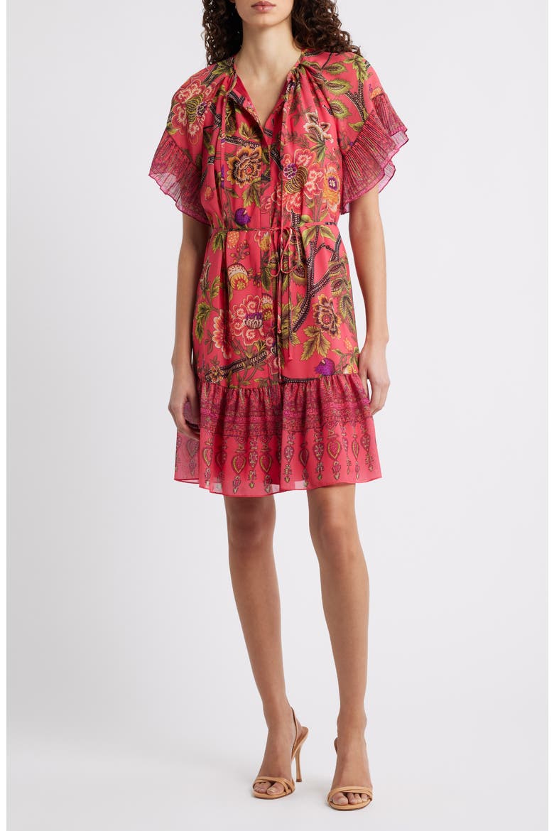 Destiny Floral Print Dress, Main, color, POPPY MULTI