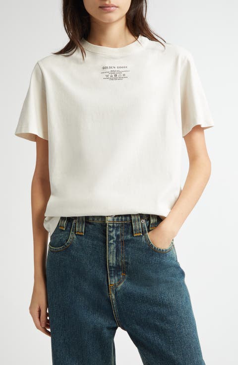 Tシャツ・カットソー Golden Goose Golden Goose T-shirts and Polos Grey Golden Goose Deluxe Brand Distressed Cotton Logo T-Shirt