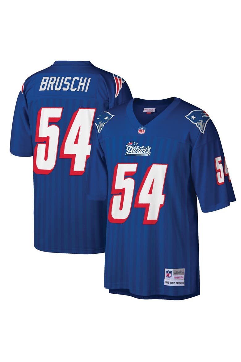 Men's Mitchell & Ness Tedy Bruschi Royal New England Patriots Big & Tall 1996 Retired Player Replica Jersey, Main, color, Royal