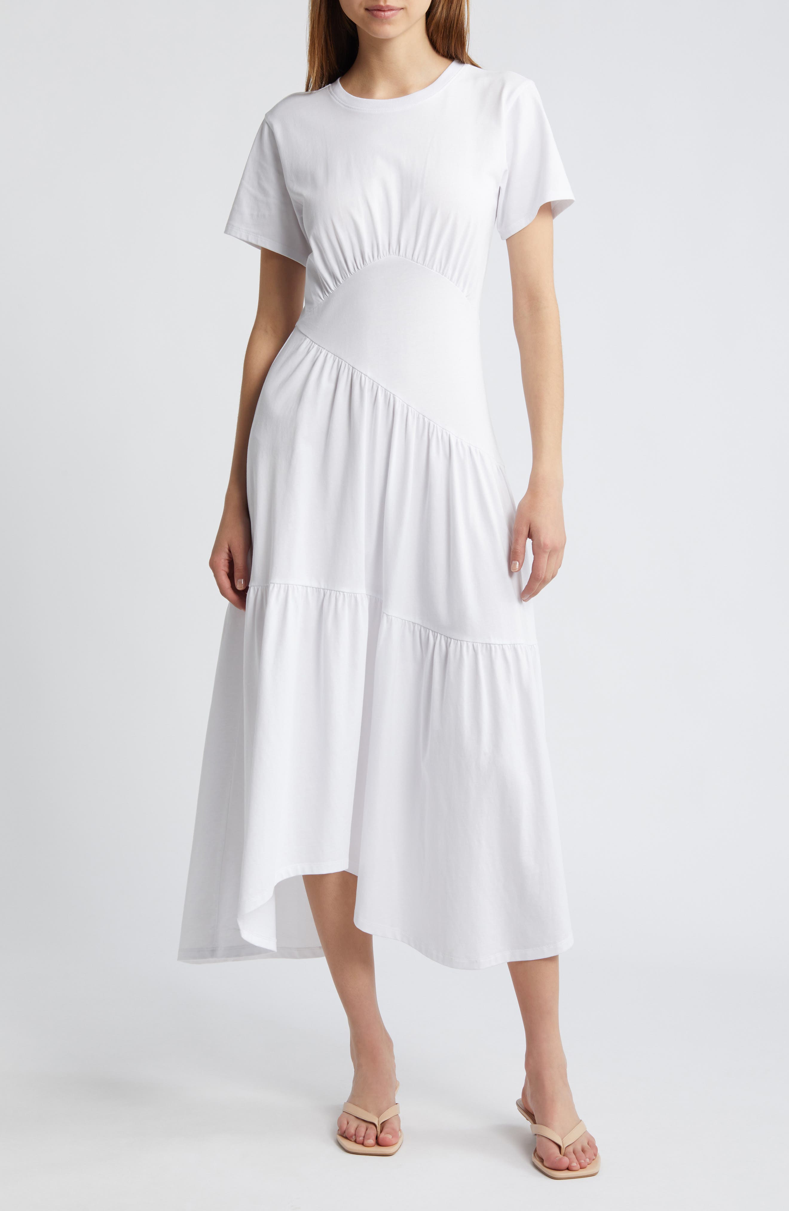 Asymmetric Tiered Ruffle Knit Dress