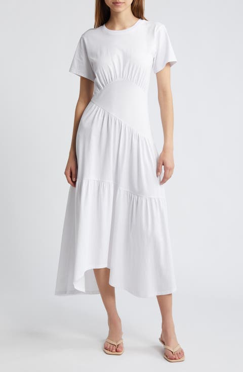 Asymmetric Tiered Ruffle Knit Dress